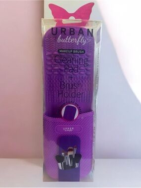 Purple Makeup Brush Cleaning Pad & Holder